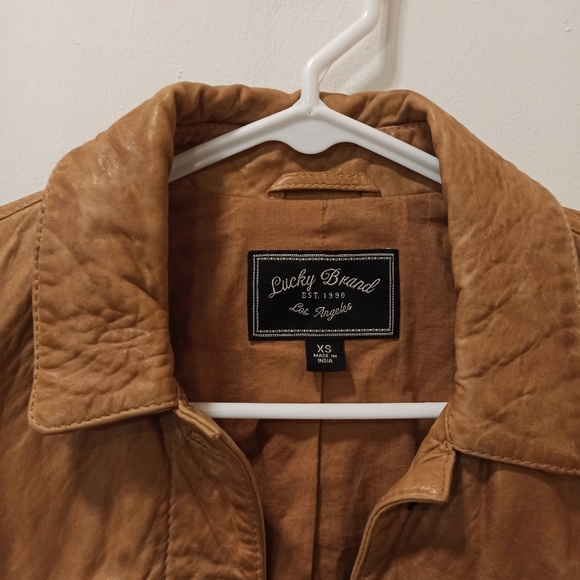 LUCKY BRAND women's Leather Trucker Jacket. SZ XS - Picture 5 of 16